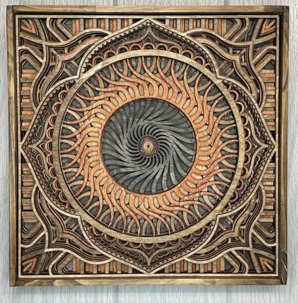 Mandala Wood Wall Art  7 Layered Framed Mandala Laser Cut Home Décor Yoga, Spiritual and Meditation Décor Geometric wall art 3D Wall art