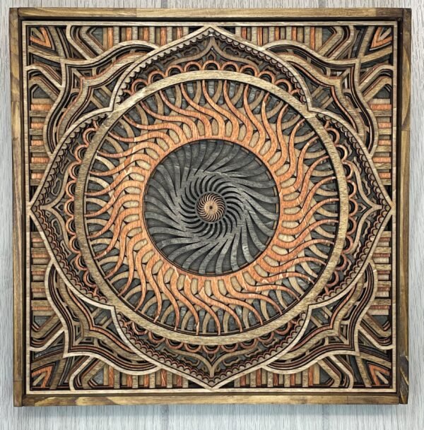 WOODEN MANDALA ART – Multilayer Mandala Art – Layered Wood Art – Wood Mandala Wall Art – Geometric Wood Art – Mandala Wall Decoration Gift