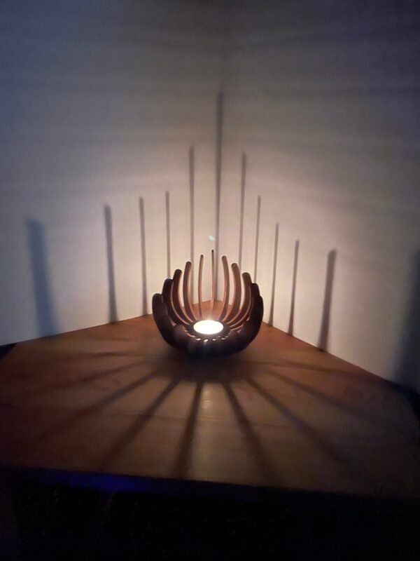 Decorative Candle Holder – Circular Tea Light Holder – Geometric Candle Holder – Laser Cut Candlestick – Wooden Candle Holder – Table Decor - Image 5