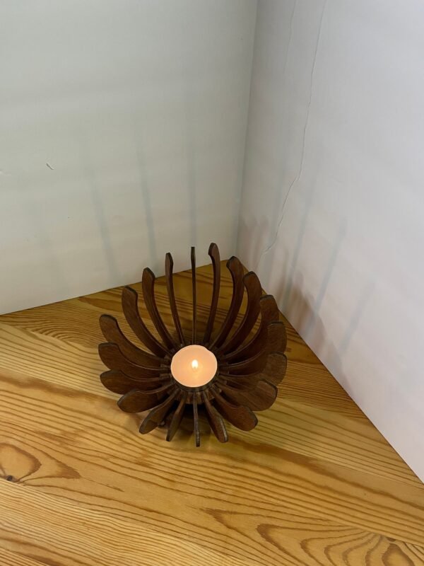 Decorative Candle Holder – Circular Tea Light Holder – Geometric Candle Holder – Laser Cut Candlestick – Wooden Candle Holder – Table Decor - Image 2