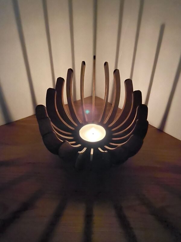 Decorative Candle Holder – Circular Tea Light Holder – Geometric Candle Holder – Laser Cut Candlestick – Wooden Candle Holder – Table Decor - Image 4