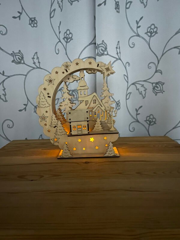 Wooden Christmas Decoration, LED Light Christmas Scene, 3 Layer Christmas House Decorations, Christmas Village Scene, Christmas Decor Gift - Image 3