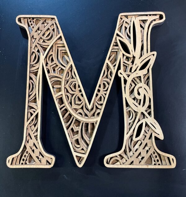 Floral Alphabet Letter – Wooden M Sign – Layered Floral Alphabet – Mandala Alphabet – Personalized Wooden Alphabet – Mandala Letter Decor - Image 4