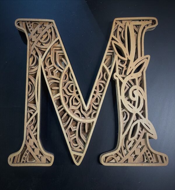 Floral Alphabet Letter – Wooden M Sign – Layered Floral Alphabet – Mandala Alphabet – Personalized Wooden Alphabet – Mandala Letter Decor - Image 6