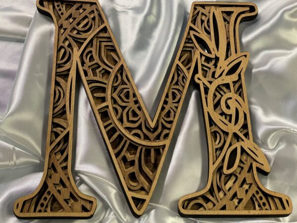 Floral Alphabet Letter – Wooden M Sign – Layered Floral Alphabet – Mandala Alphabet – Personalized Wooden Alphabet – Mandala Letter Decor - Image 2