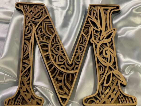 Floral Alphabet Letter – Wooden M Sign – Layered Floral Alphabet – Mandala Alphabet – Personalized Wooden Alphabet – Mandala Letter Decor - Image 5