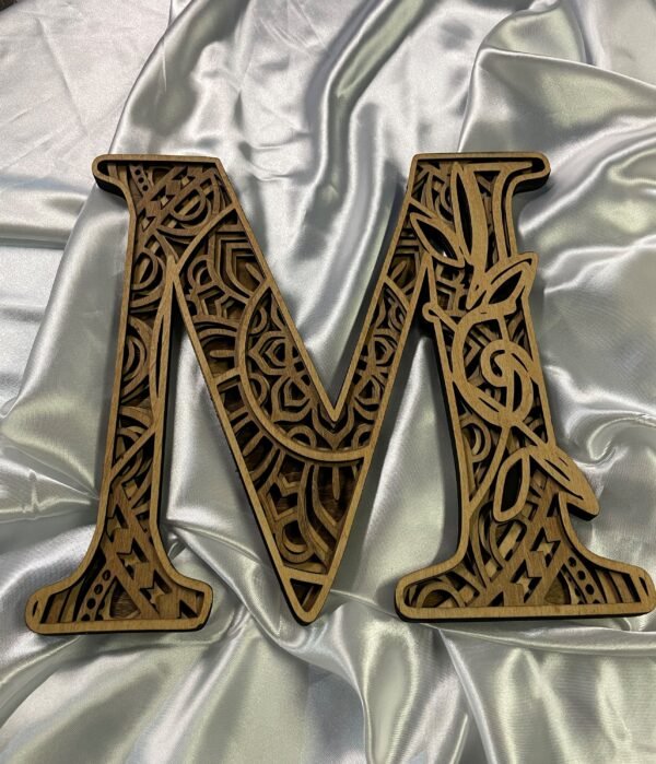Floral Alphabet Letter – Wooden M Sign – Layered Floral Alphabet – Mandala Alphabet – Personalized Wooden Alphabet – Mandala Letter Decor
