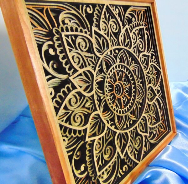 Wooden Star mandala – Intricate Mandala Wall art – 8 Layered Framed Mandala Meditation Room Wall Art Wall Hanging Spiritual Wall Decor Gift - Image 5