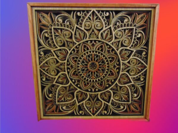 Wooden Star mandala – Intricate Mandala Wall art – 8 Layered Framed Mandala Meditation Room Wall Art Wall Hanging Spiritual Wall Decor Gift - Image 9
