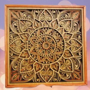 Wooden Star mandala – Intricate Mandala Wall art – 8 Layered Framed Mandala Meditation Room Wall Art Wall Hanging Spiritual Wall Decor Gift