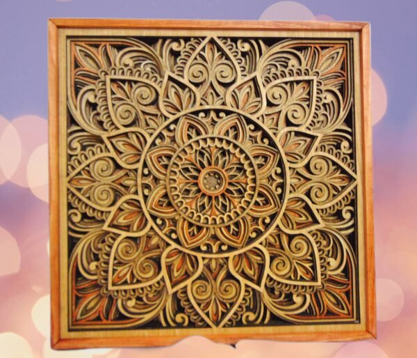Wooden Star mandala – Intricate Mandala Wall art – 8 Layered Framed Mandala Meditation Room Wall Art Wall Hanging Spiritual Wall Decor Gift - Image 2