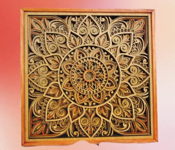 Wooden Star mandala – Intricate Mandala Wall art – 8 Layered Framed Mandala Meditation Room Wall Art Wall Hanging Spiritual Wall Decor Gift - Image 4