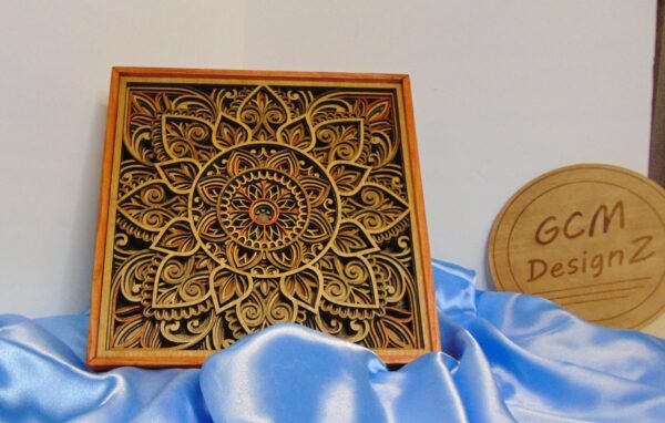 Floral Mandala Art – Lotus Flower Mandala – 8 Layered Mandala – Decorative Wooden Mandala – Wall Art Mandala – Mandala Wall Decor Gift Idea - Image 3