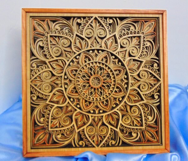 Wooden Star mandala – Intricate Mandala Wall art – 8 Layered Framed Mandala Meditation Room Wall Art Wall Hanging Spiritual Wall Decor Gift - Image 7