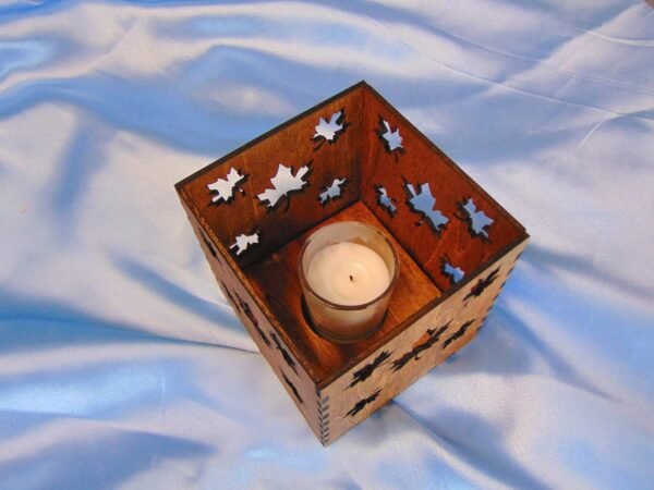 FALL CANDLE HOLDER, Votive Candle Holder, Handcrafted Wooden Home Accent for Cozy Autumn Deco Shadow Casting, Hand Stained Holder For Decor - Image 7