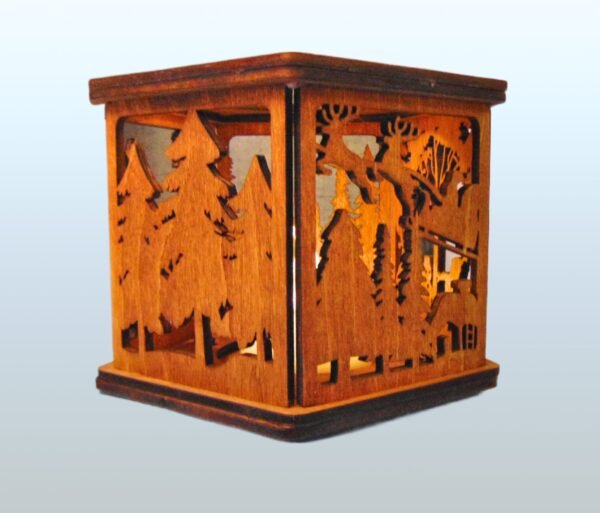 Wooden Christmas Lamp, Christmas Deer Lantern, Modern Floor Lamp, Decorative Candle Lantern, Christmas Decoration Lamp, Laser Cut Lamp Decor - Image 2