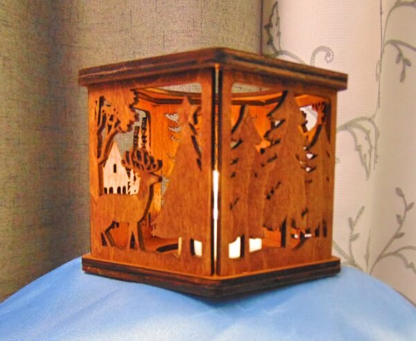 Wooden Christmas Lamp, Christmas Deer Lantern, Modern Floor Lamp, Decorative Candle Lantern, Christmas Decoration Lamp, Laser Cut Lamp Decor - Image 3