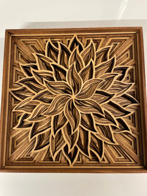 Flower Mandala Art, Wooden Mandala Art,  Mandala Wall Hanging, Six Layered Framed Mandala, Floral Mandala Wall Art, Geometric Wood Art Decor