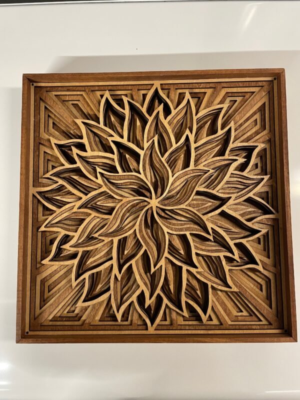 Flower Mandala Art, Wooden Mandala Art,  Mandala Wall Hanging, Six Layered Framed Mandala, Floral Mandala Wall Art, Geometric Wood Art Decor - Image 3