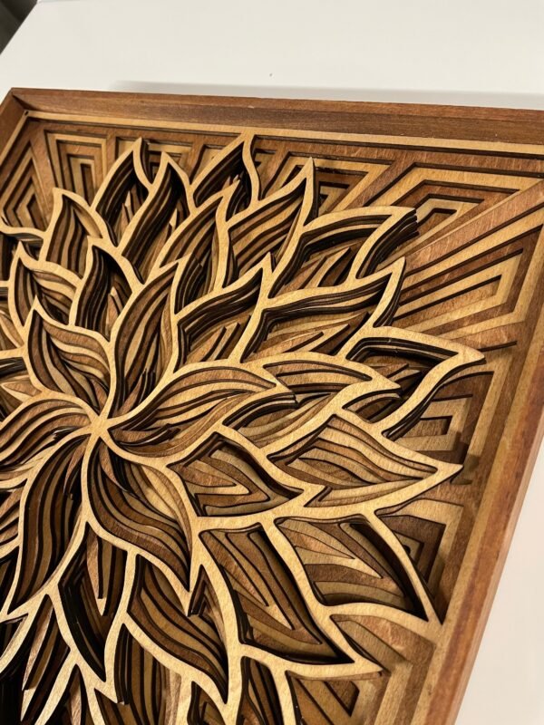 Flower Mandala Art, Wooden Mandala Art,  Mandala Wall Hanging, Six Layered Framed Mandala, Floral Mandala Wall Art, Geometric Wood Art Decor - Image 4