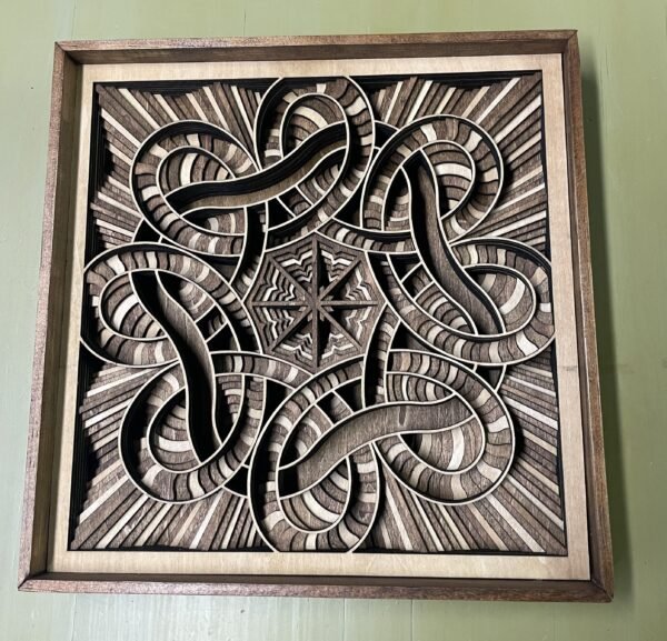 Endless Knot Wooden Mandala – Infinity Knot Wall Art – 9 Layered Mandala Wall Hanging – Celtic Rope Knot – Knot Wall Decors – Road Mandala - Image 3