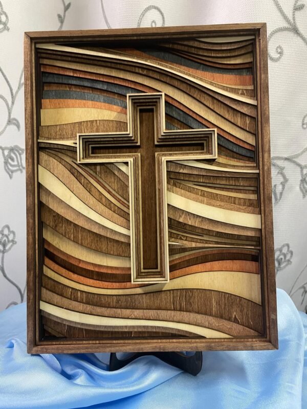 Religious Cross Wall Art – Wood Cross Cutout – 8 Layered Wood Wall Art – Cutout Cross Art – Spiritual Wall Decor – Christian Wall Art Decor