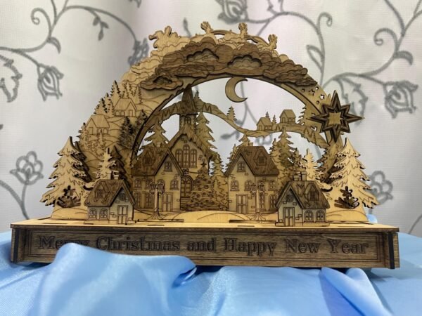 Christmas Scene – New Year Scene – Wooden Christmas Decor with Tea Light – Christmas Village Scene – Winter Scene – Christmas Ornaments Gift - Image 6