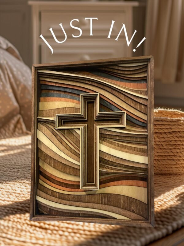 Religious Cross Wall Art – Wood Cross Cutout – 8 Layered Wood Wall Art – Cutout Cross Art – Spiritual Wall Decor – Christian Wall Art Decor - Image 3