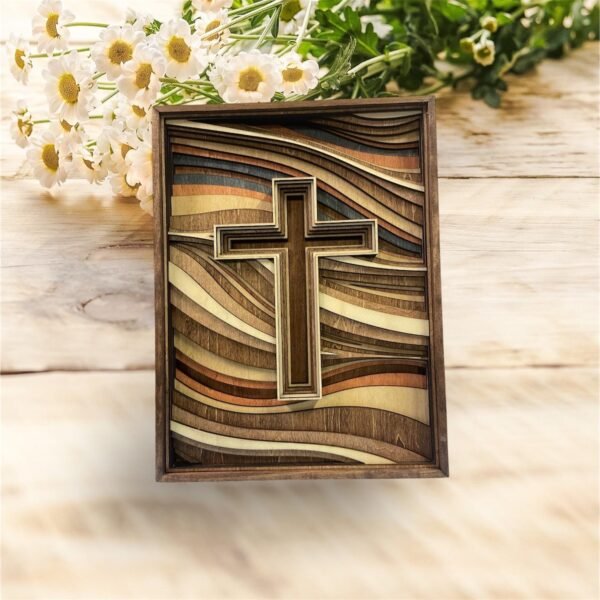 Religious Cross Wall Art – Wood Cross Cutout – 8 Layered Wood Wall Art – Cutout Cross Art – Spiritual Wall Decor – Christian Wall Art Decor - Image 4