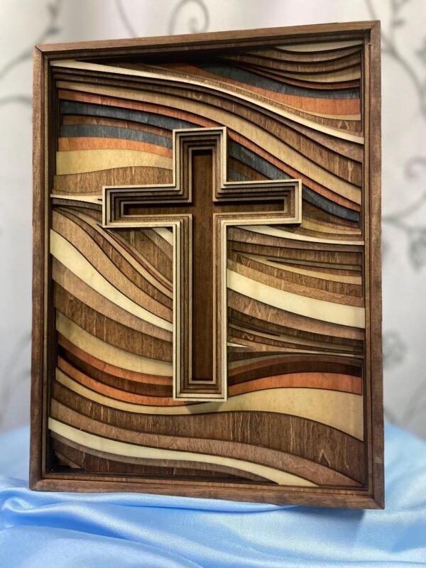 Religious Cross Wall Art – Wood Cross Cutout – 8 Layered Wood Wall Art – Cutout Cross Art – Spiritual Wall Decor – Christian Wall Art Decor - Image 8