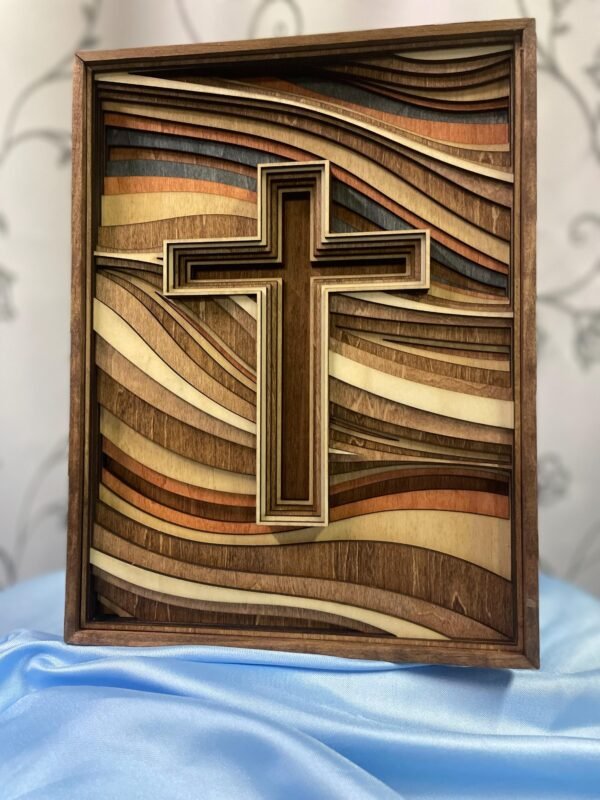 Religious Cross Wall Art – Wood Cross Cutout – 8 Layered Wood Wall Art – Cutout Cross Art – Spiritual Wall Decor – Christian Wall Art Decor - Image 7