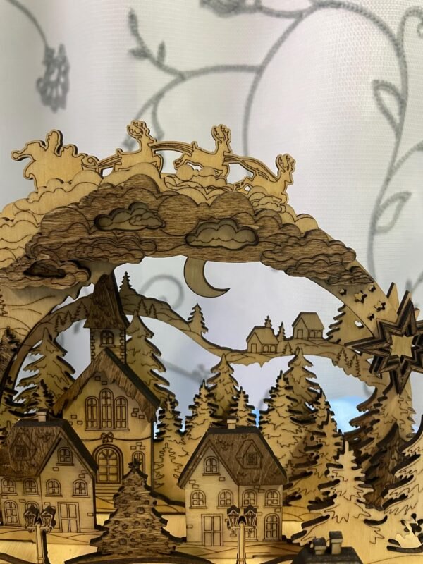 Christmas Scene – New Year Scene – Wooden Christmas Decor with Tea Light – Christmas Village Scene – Winter Scene – Christmas Ornaments Gift - Image 7