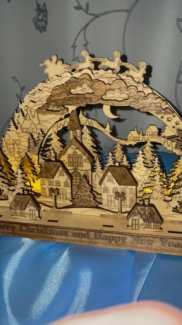 Christmas Scene – New Year Scene – Wooden Christmas Decor with Tea Light – Christmas Village Scene – Winter Scene – Christmas Ornaments Gift - Image 9