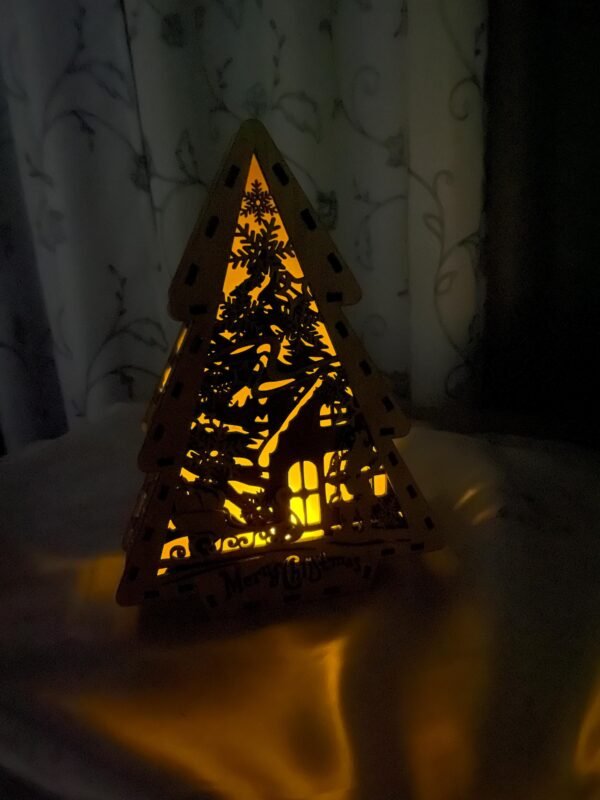 Standing Christmas Tree – Wood Christmas Tree Decor – Christmas Tea Light Holder – Xmas Festive Tree – Winter Santa Scene – Christmas Decor - Image 8