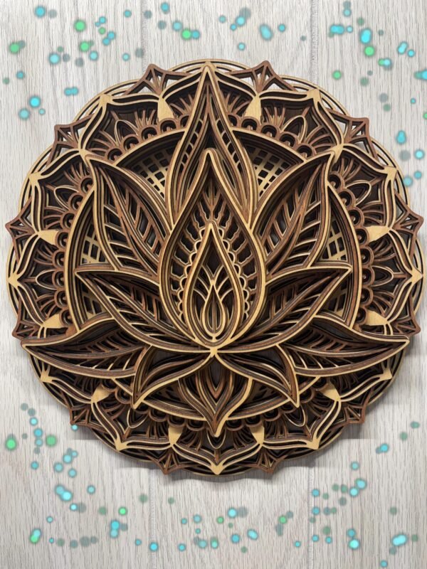 Lotus Flower Mandala – 5 Layered Lotus Mandala – Spiritual Wall Art – Yoga Wooden Mandala – Mandala Wall Hanging – Meditation Mandala Decor - Image 2
