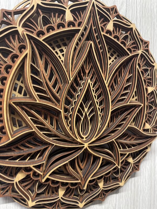 Lotus Flower Mandala – 5 Layered Lotus Mandala – Spiritual Wall Art – Yoga Wooden Mandala – Mandala Wall Hanging – Meditation Mandala Decor - Image 6