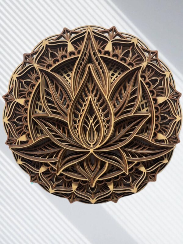 Lotus Flower Mandala – 5 Layered Lotus Mandala – Spiritual Wall Art – Yoga Wooden Mandala – Mandala Wall Hanging – Meditation Mandala Decor - Image 3