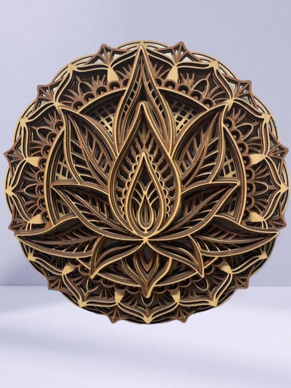 Lotus Flower Mandala – 5 Layered Lotus Mandala – Spiritual Wall Art – Yoga Wooden Mandala – Mandala Wall Hanging – Meditation Mandala Decor - Image 5