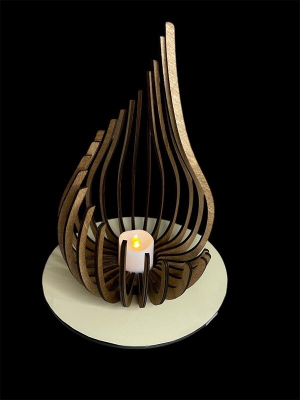 Wooden Candle Holder – Shadow Casting Candle Light – Modern Candle Holders – Geometric Candlestick – Spiral Tea Light Holder – Wedding Decor - Image 8