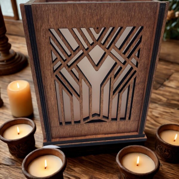 Art Deco Candle Holder – Wooden Geometric Lantern – Tea Light Candle Holder – Minimalistic Home Decor – Candle Lantern – Farmhouse Lantern - Image 4