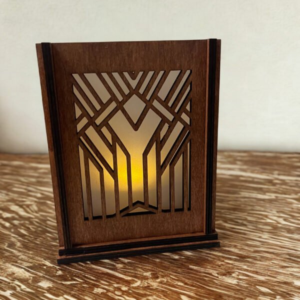 Art Deco Candle Holder – Wooden Geometric Lantern – Tea Light Candle Holder – Minimalistic Home Decor – Candle Lantern – Farmhouse Lantern - Image 6