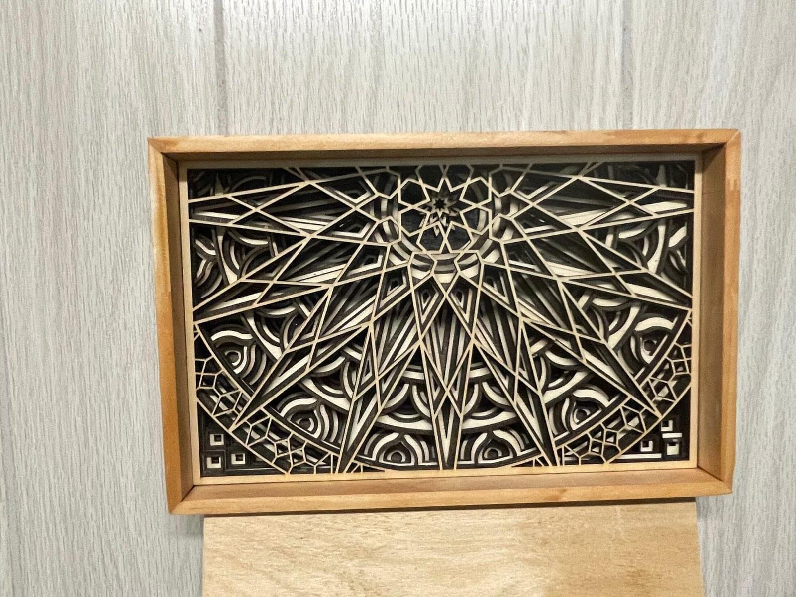 Seven Layered Framed MANDALA Wooden GEOMETRIC Wall ART – Multilayer Art For Housewarming Gift - Image 2