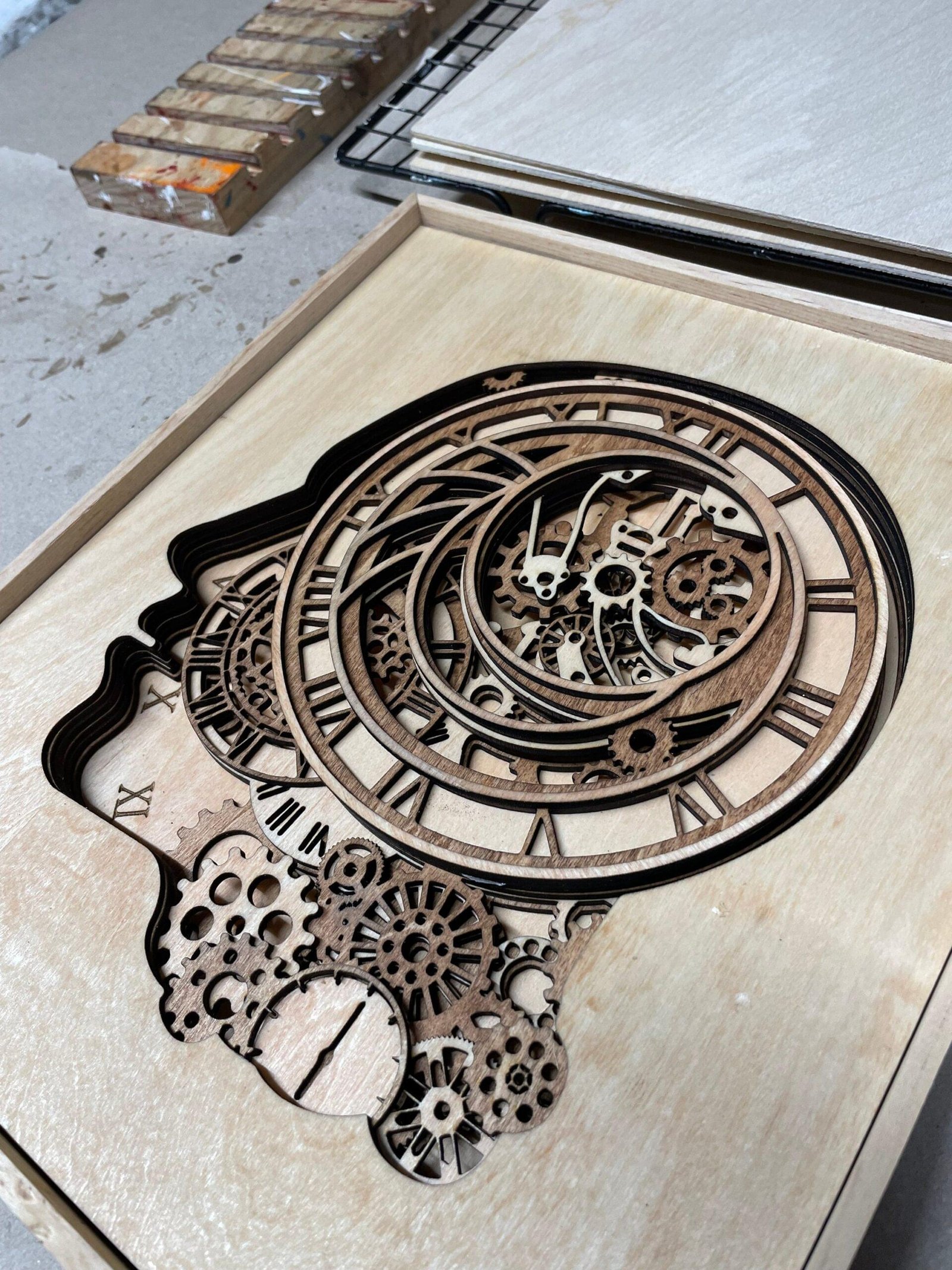 Steampunk Wall Art – Wooden Multilayer Wall Art – Steampunk Layered Mandala – Steampunk Wall Decor – Mandala Face Art – Time Gear Wall Art - Image 4